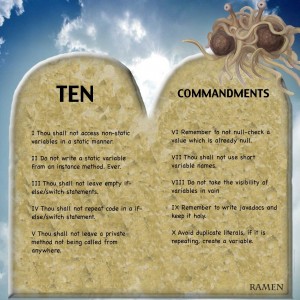 Los 10 mandamientos de Java
