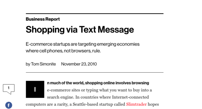 Shopping via Text Message - MIT Tech Review 2010